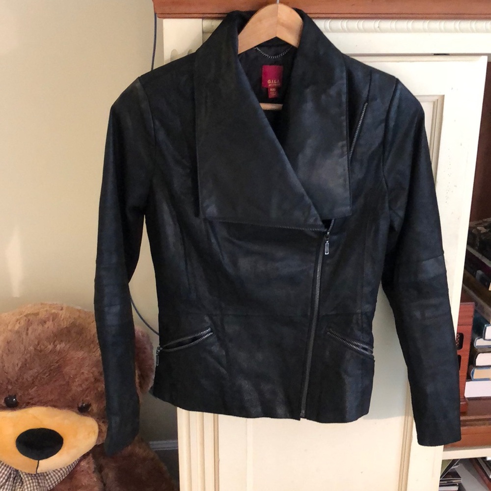 GiLi black leather moto jacket